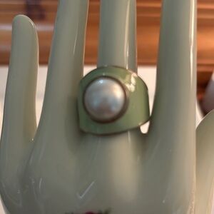 Lia Sophia Green Pearl Ring Size 8